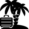 Informasjon om musikklinjen. Bildet av koffert og palme